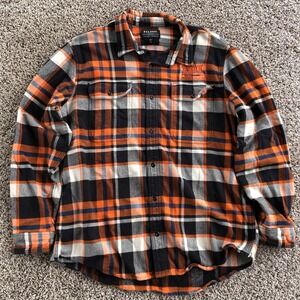 Filson Flannel Work Shirt Mens Size 2XL Orange Blue Plaid Cotton Button Up READ